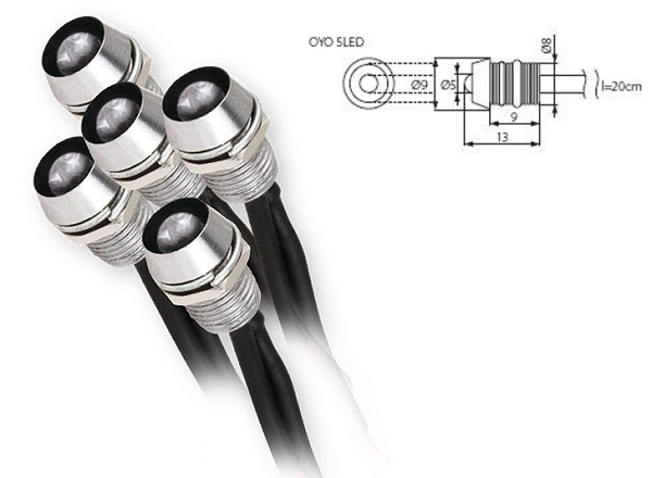 Kit 5 Faretti Led Incasso 0,22w Luce Fredda OYO 5LED